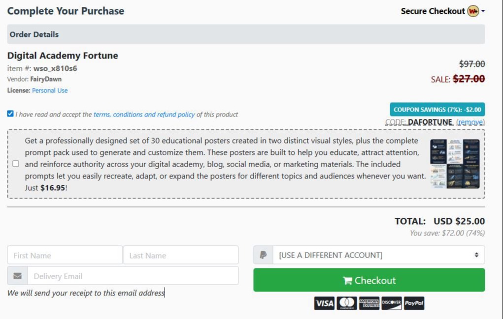 Digital Academy Fortune checkout